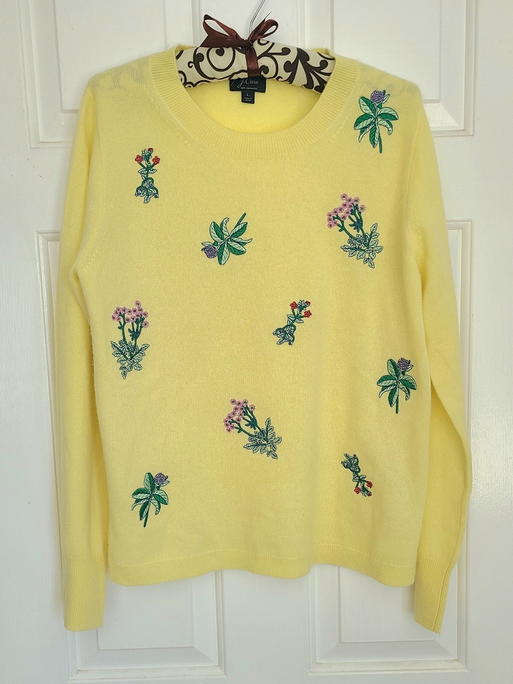 J.Crew Embroidered Cashmere Crewneck